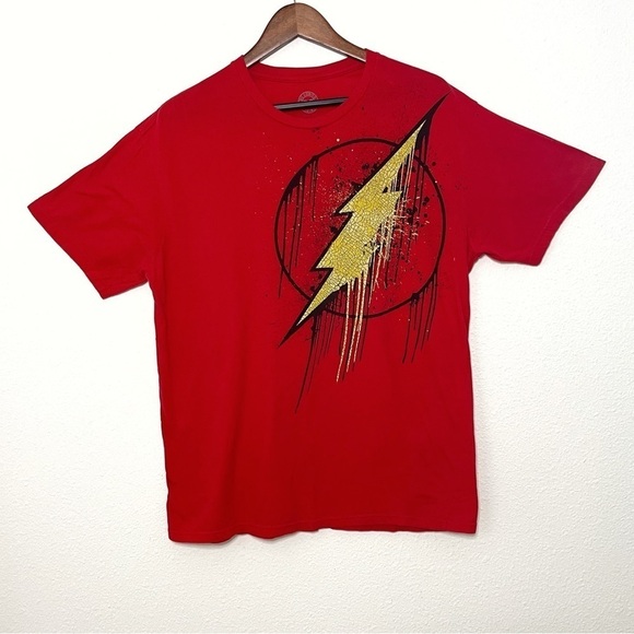 DC Comics The Flash superhero logo red men tshirt size L - Picture 2 of 7